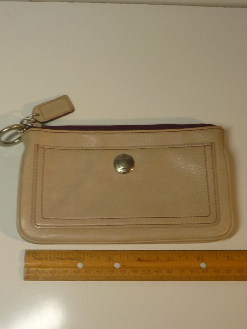 Coach Pebbled Leather Zippy Wristlet